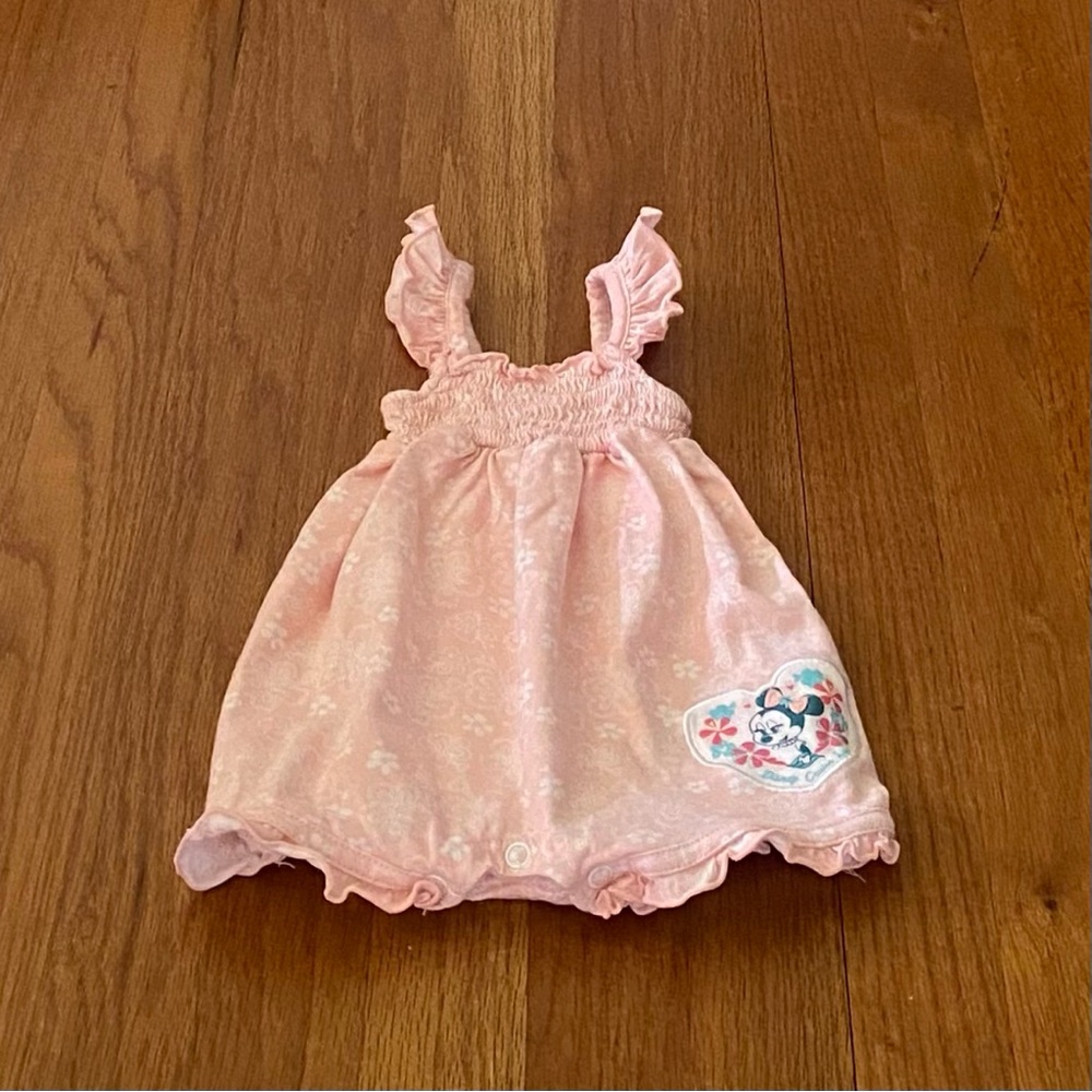 Disney Cruise Line Minnie Mouse Smocked Bubble Pink One Piece